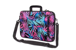 15"- 15.6" (inch) LAPTOP BAG CARRY CASE/BAG WITH HANDLE & STRAP NEOPRENE FOR LAPTOPS/NOTEBOOKS, *Neon Leaves*