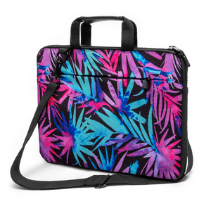 15" - 15,3" inch Laptop bag case made of Canvas with pocket for accessories *NeonLeaves*