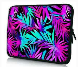 17"- 17.3" (inch) LAPTOP SLEEVE CARRY CASE/BAG NEOPRENE FOR LAPTOPS/NOTEBOOKS, ZIPPED *Neon Leaves*