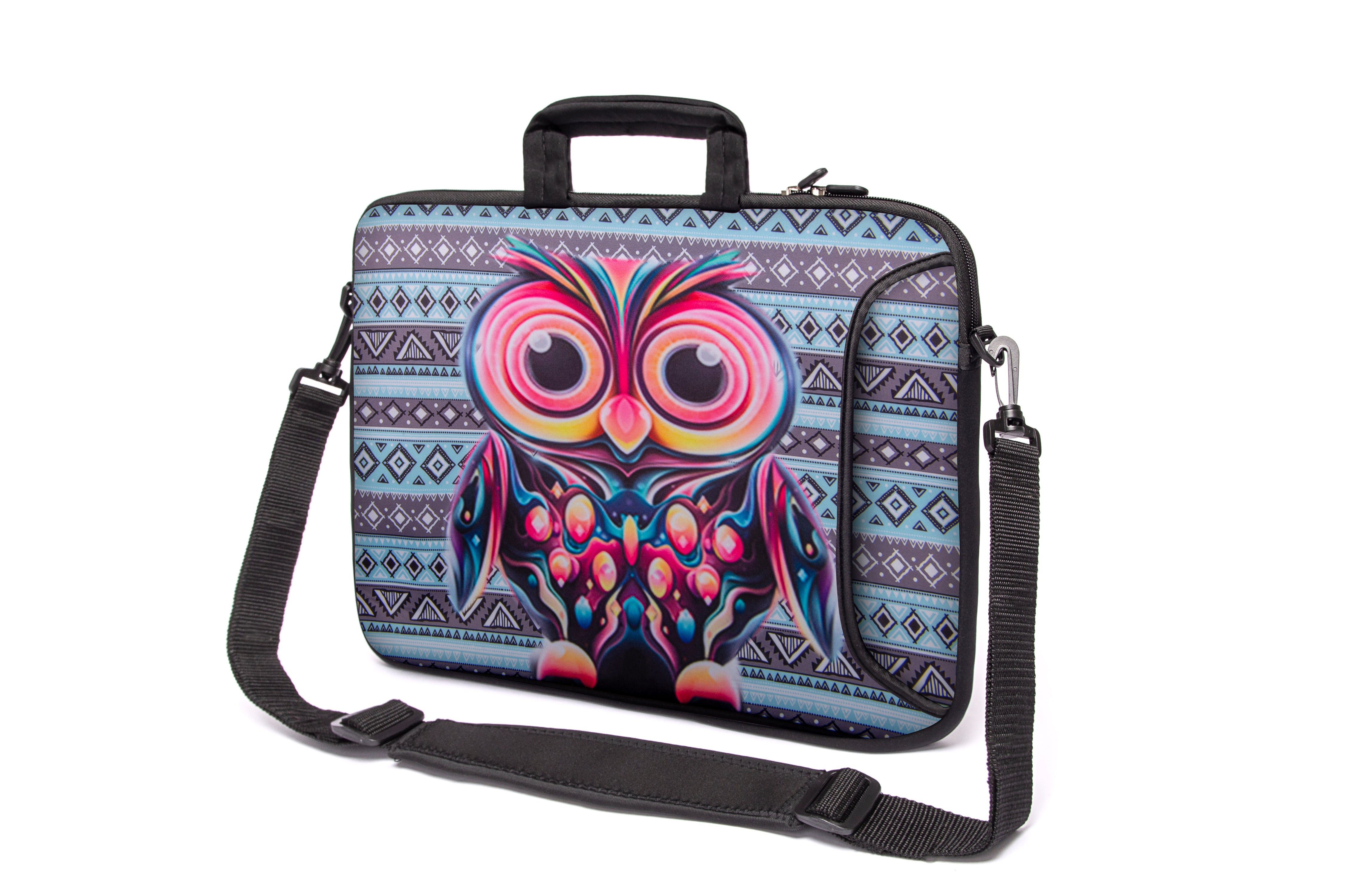 17"- 17.3" (inch) LAPTOP BAG/CASE WITH HANDLE & STRAP, NEOPRENE MADE FOR LAPTOPS/NOTEBOOKS, ZIPPED*OWL*
