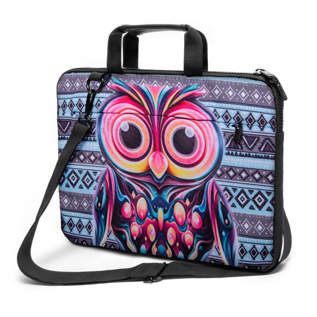 17" - 17,3" inch Laptop bag case made of Canvas with pocket for accessories *Owl"