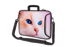 17"- 17.3" (inch) LAPTOP BAG/CASE WITH HANDLE & STRAP, NEOPRENE MADE FOR LAPTOPS/NOTEBOOKS, ZIPPED*PINK CAT