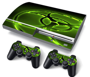 PS3 FAT PlayStation 3 ORIGINAL Skin/Stickers PVC for Console + 2 Controllers/Pads Decal Protector Cover ***Biohazard***