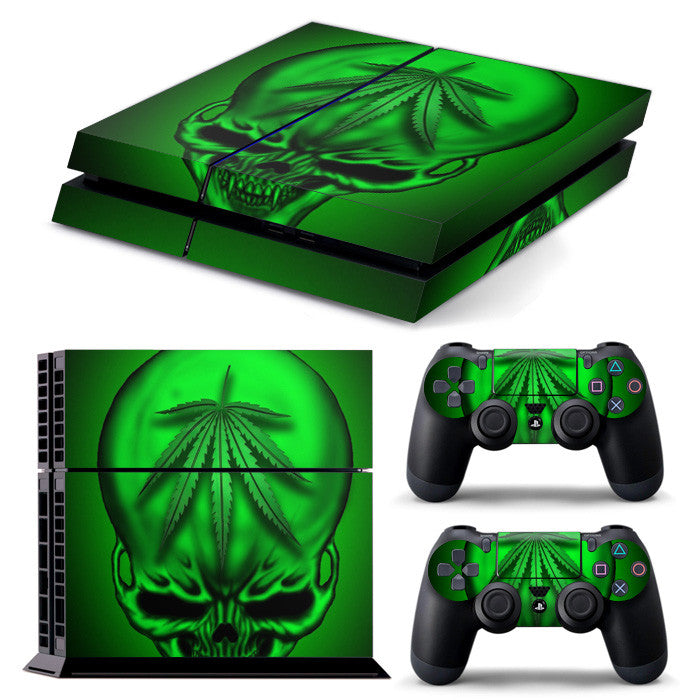 PS4 FULL BODY Accessory Wrap Sticker Skin Cover Decal for PS4 Playstation 4, ***Green Skull***