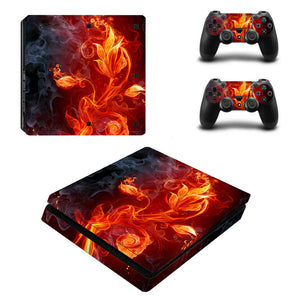PS4 Slim FULL BODY Accessory Wrap Sticker Skin Cover Decal for PS4 Slim PlayStation 4 Slim, ***FlowerFlame***