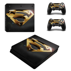 PS4 Slim FULL BODY Accessory Wrap Sticker Skin Cover Decal for PS4 Slim PlayStation 4 Slim, ***GoldSuperman***