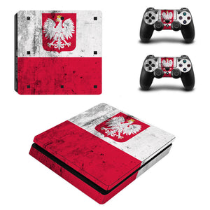 PS4 Slim FULL BODY Accessory Wrap Sticker Skin Cover Decal for PS4 Slim PlayStation 4 Slim, ***WhiteRedPoland***