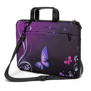 17" - 17,3" inch Laptop bag case made of Canvas with pocket for accessories *PurpleButterflies"