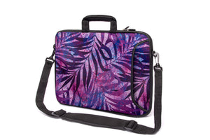 17"- 17.3" (inch) LAPTOP BAG/CASE WITH HANDLE & STRAP, NEOPRENE MADE FOR LAPTOPS/NOTEBOOKS, ZIPPED*PURPLE LEAVES*