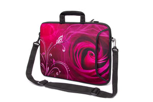 17"- 17.3" (inch) LAPTOP BAG/CASE WITH HANDLE & STRAP, NEOPRENE MADE FOR LAPTOPS/NOTEBOOKS, ZIPPED*ROSE*