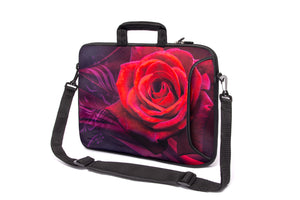 17"- 17.3" (inch) LAPTOP BAG/CASE WITH HANDLE & STRAP, NEOPRENE MADE FOR LAPTOPS/NOTEBOOKS, ZIPPED*ROSE2*