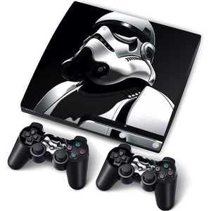PS3 Slim PlayStation 3 Slim Skin/Stickers PVC for Console + 2 Controllers/Pads Decal Protector Cover ***Stormtrooper***