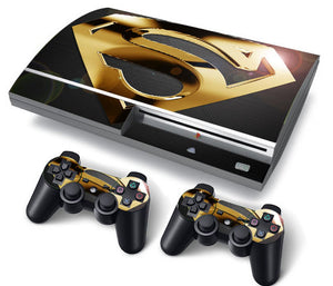 PS3 FAT PlayStation 3 ORIGINAL Skin/Stickers PVC for Console + 2 Controllers/Pads Decal Protector Cover ***Gold Superman***