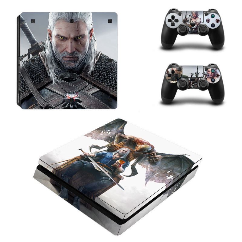 PS4 Slim FULL BODY Accessory Wrap Sticker Skin Cover Decal for PS4 Slim PlayStation 4 Slim, ***WitcherWhite***