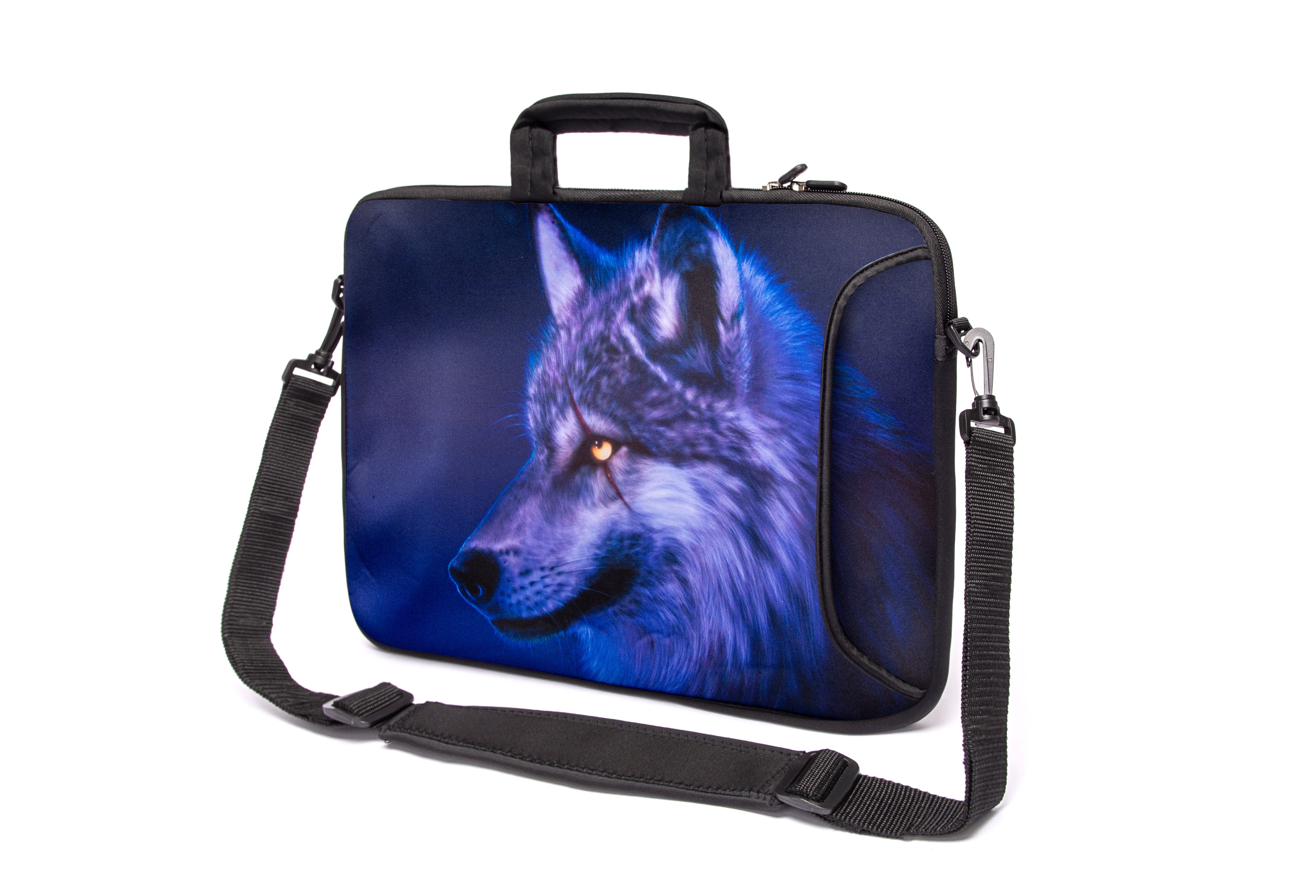 15"- 15.6" (inch) LAPTOP BAG CARRY CASE/BAG WITH HANDLE & STRAP NEOPRENE FOR LAPTOPS/NOTEBOOKS, *Wolf*