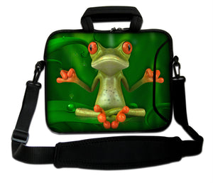 15"- 15.6" (inch) LAPTOP BAG CARRY CASE/BAG WITH HANDLE & STRAP NEOPRENE FOR LAPTOPS/NOTEBOOKS, *YOGA FROG*