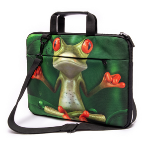 15" - 15,3" inch Laptop bag case made of Canvas with pocket for accessories *yoga frog*